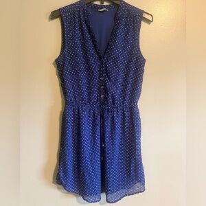Guess Navy and White Polka Dot Sleeveless midi dress size small